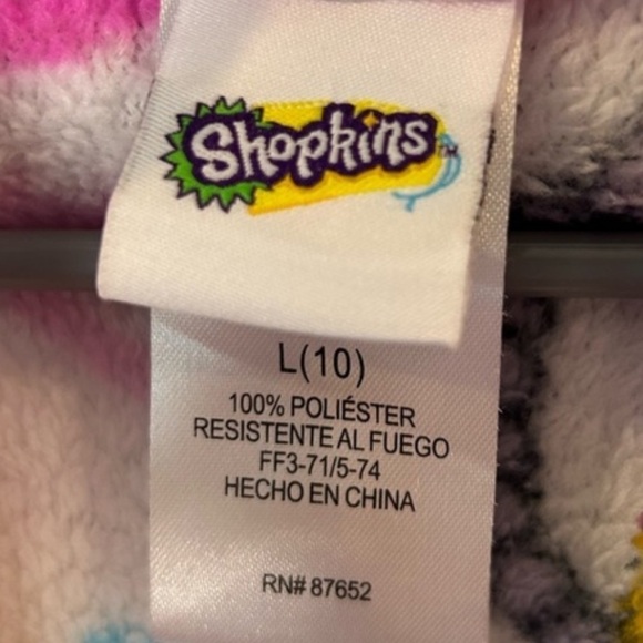 078. Shopkins Girls Glam Diva Plush Fleece Hooded Robe Lipstick Bathrobe - Picture 5 of 6